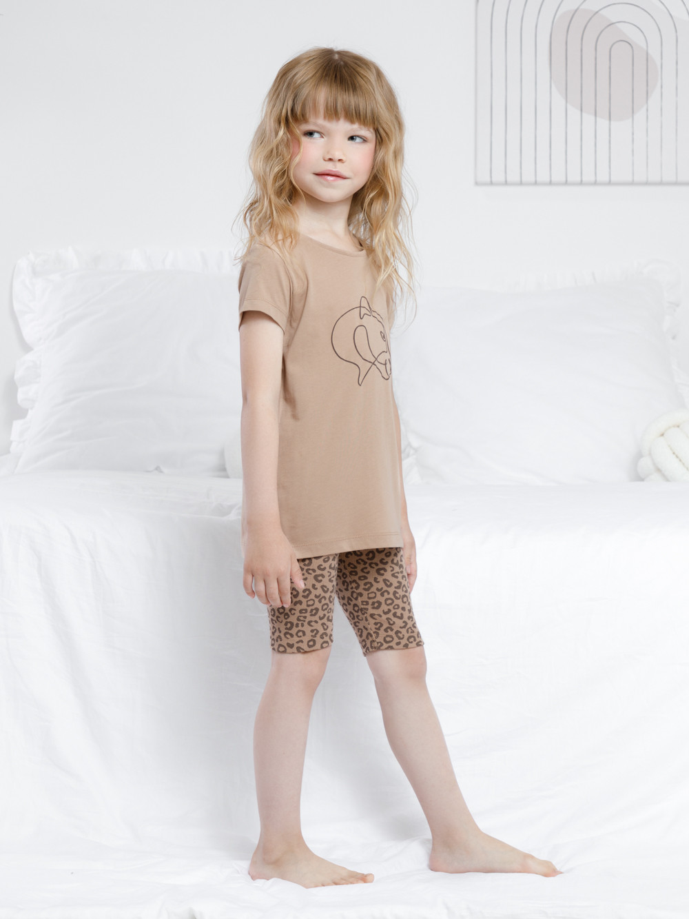 Пижама для девочки, артикул: К 1647, цвет: бежевый, фото 3