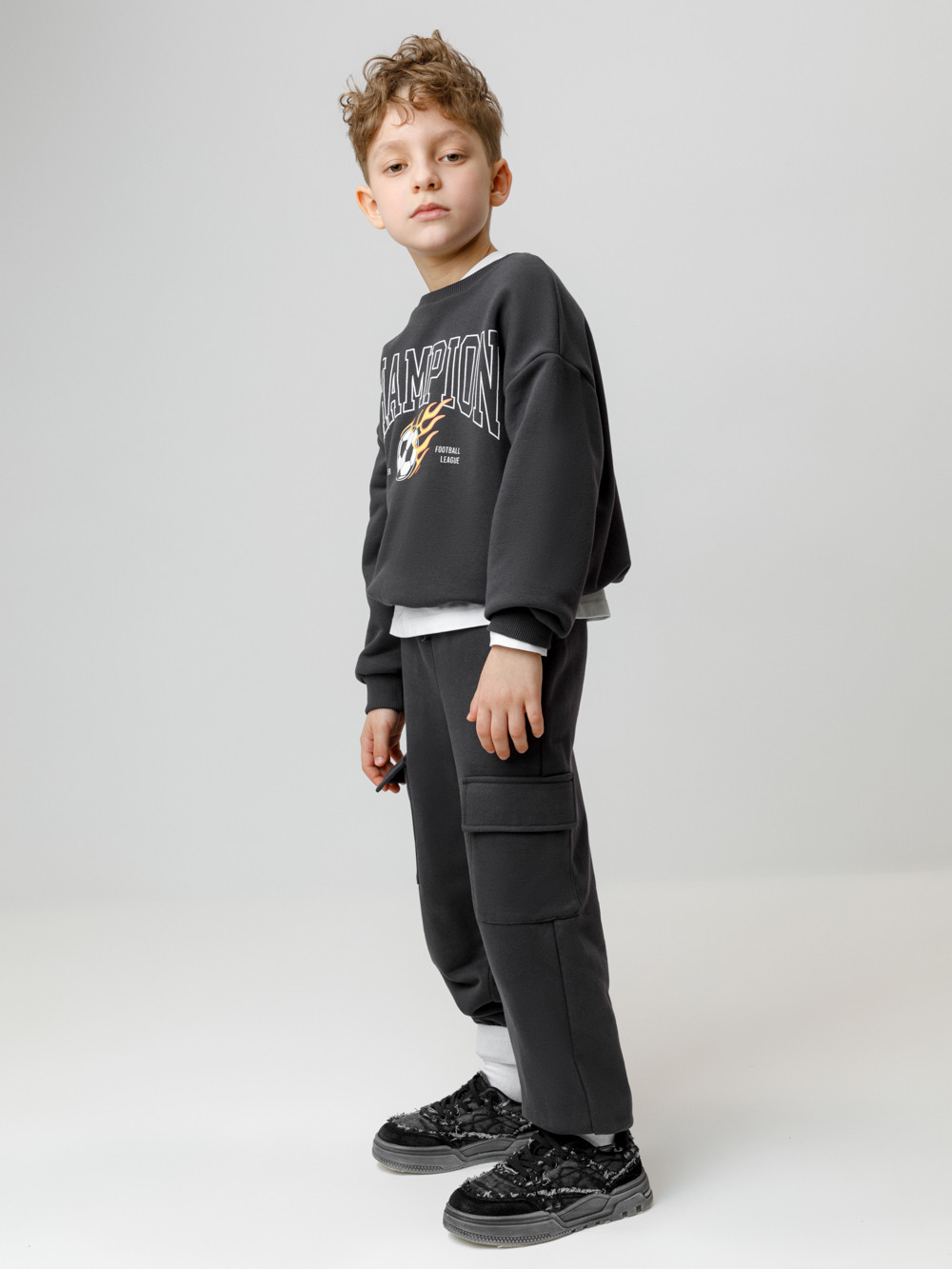 Свитшоты для мальчика, артикул: КР 302843, цвет: темно-серый, фото 3