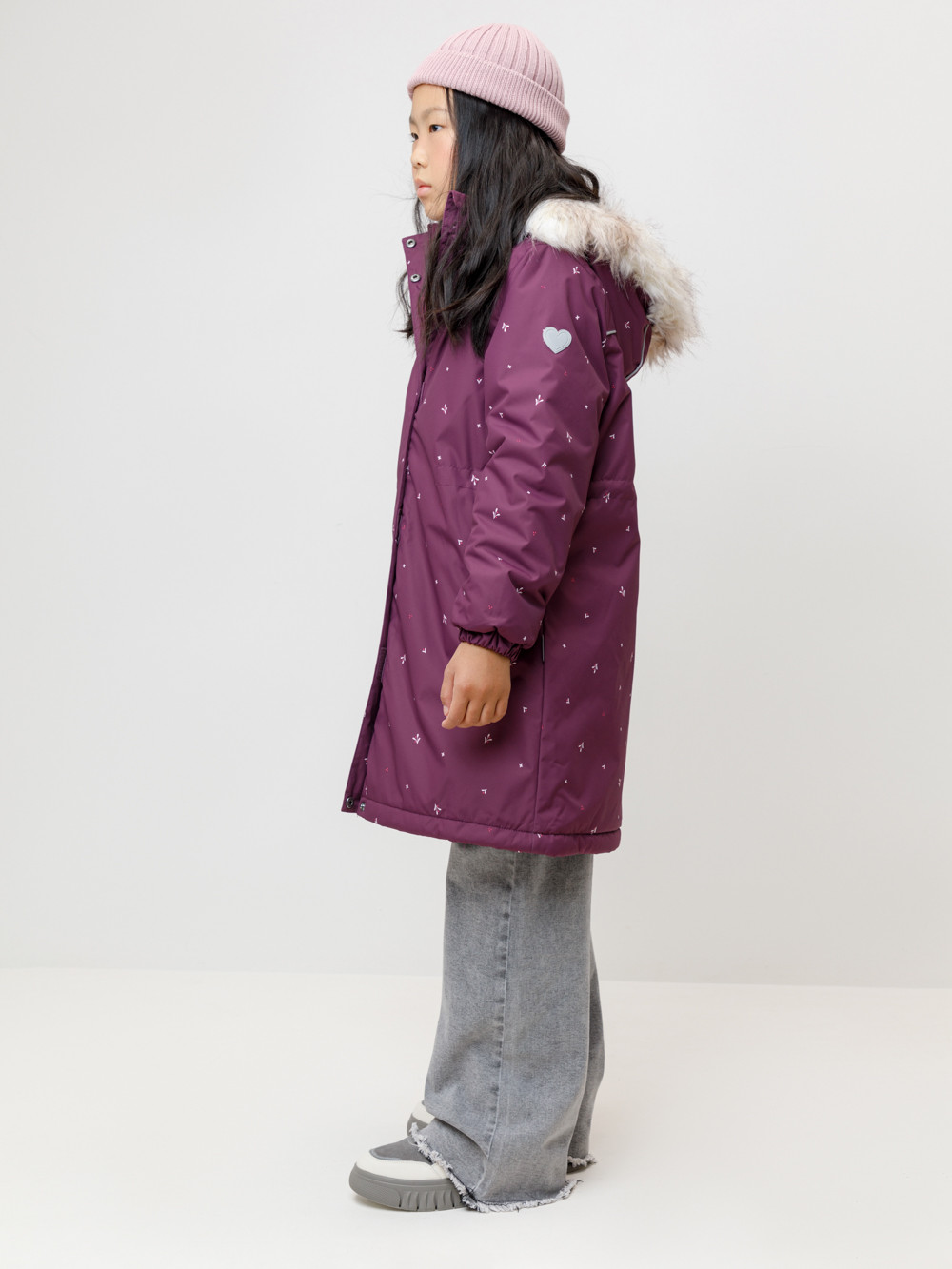 Пальто для девочки, артикул: ВК 38105/н/3 ГР, цвет: бордовый, фото 2