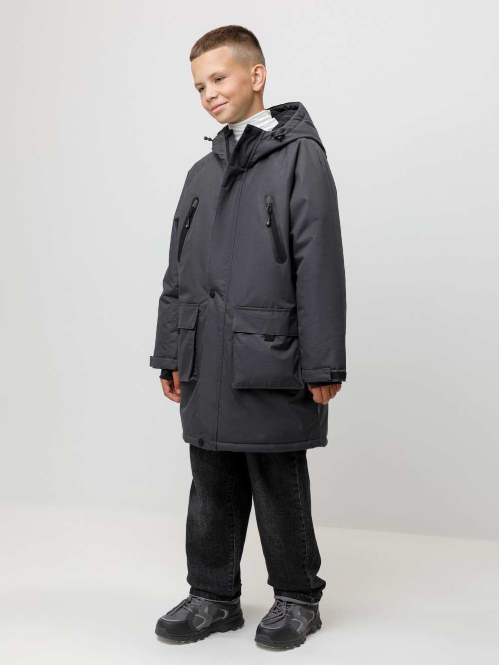 Пальто, плащи для мальчика, артикул: ВК 36112/1 ГР, цвет: темно-серый, фото 3