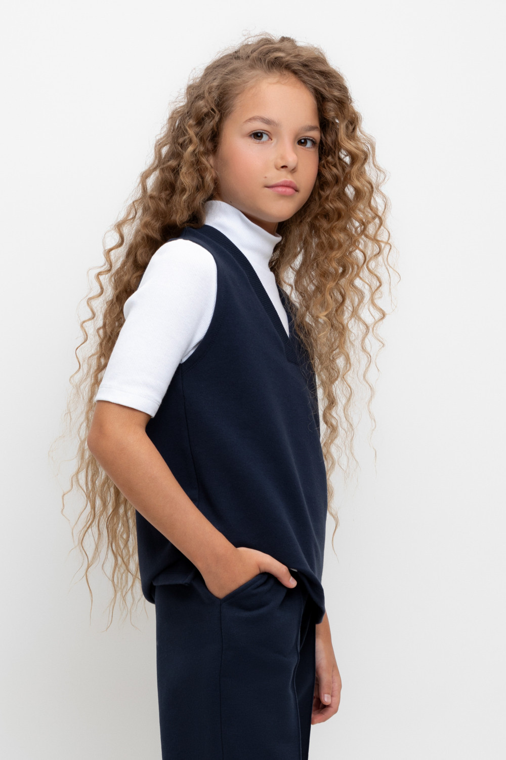 Жилеты для девочки, артикул: К 302490/1, цвет: синий, фото 3