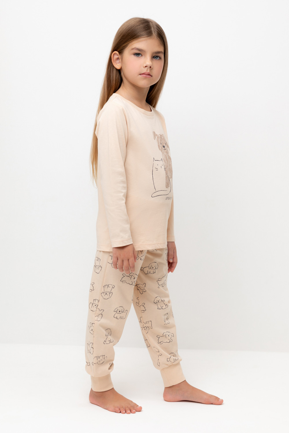 Пижама для девочки, артикул: К 1606, цвет: бежевый, фото 3