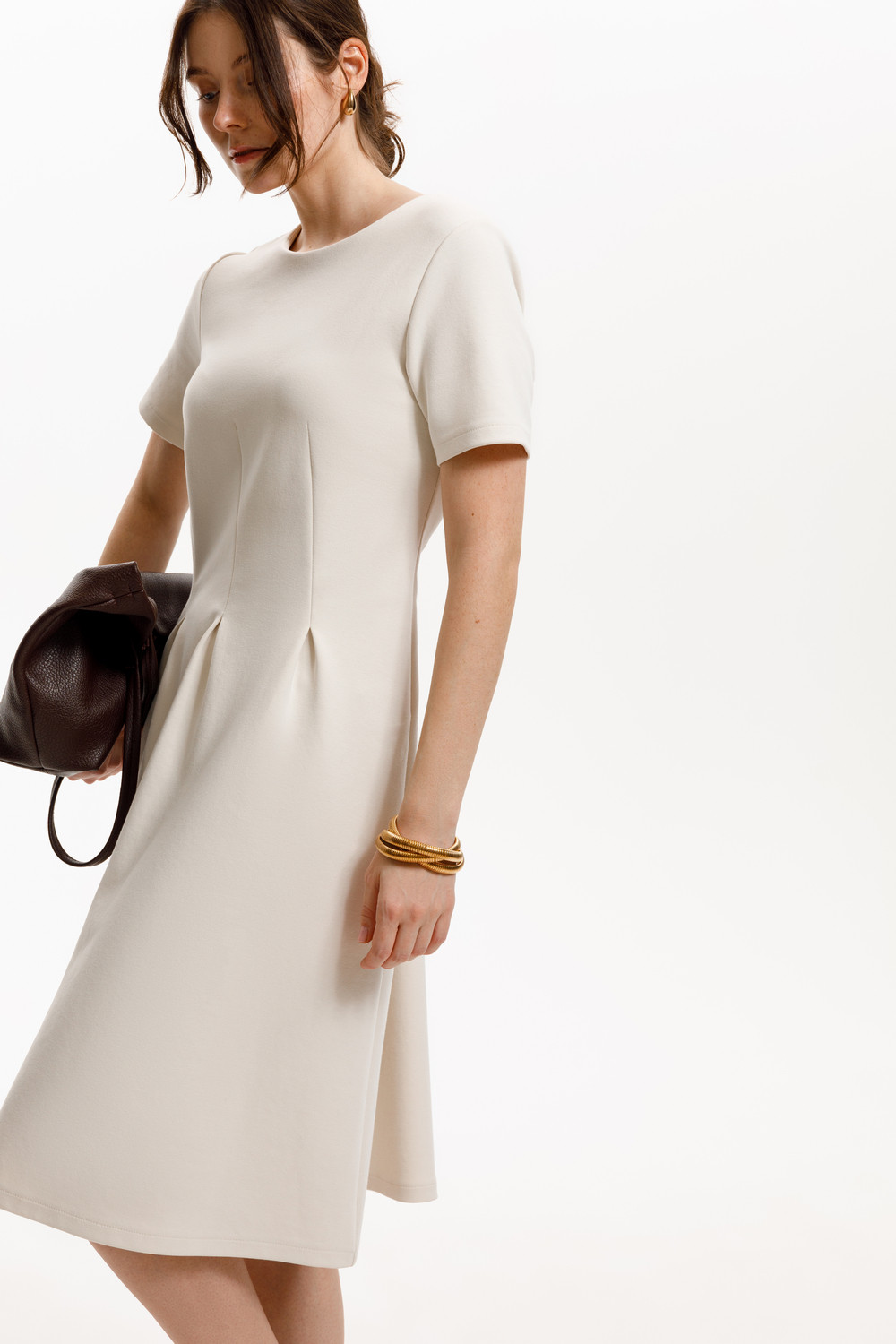 Платья женские для мам, артикул: ЕВТ 5076, цвет: светло-бежевый, фото 3