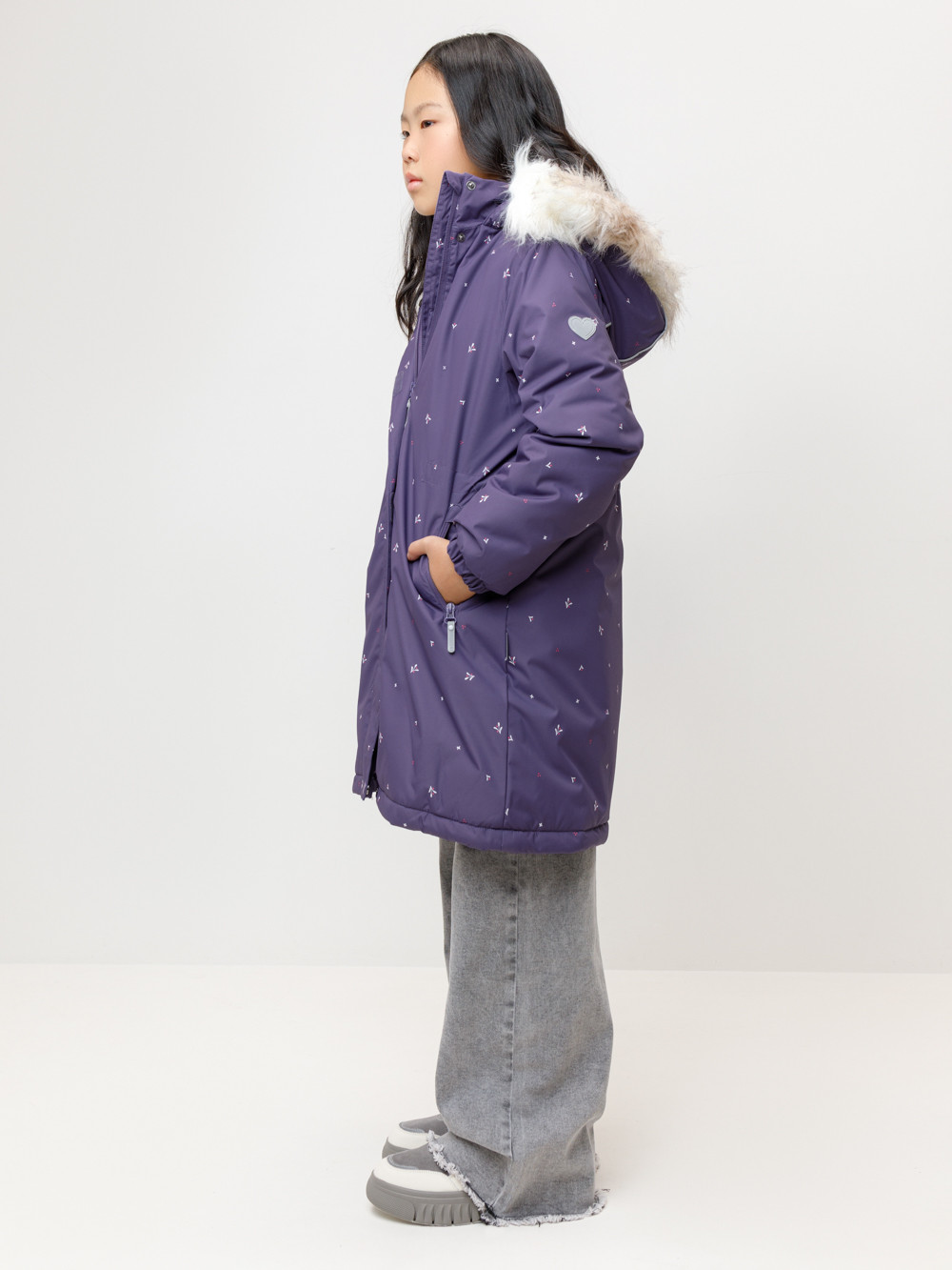 Пальто для девочки, артикул: ВК 38105/н/4 ГР, цвет: фиолетовый, фото 2