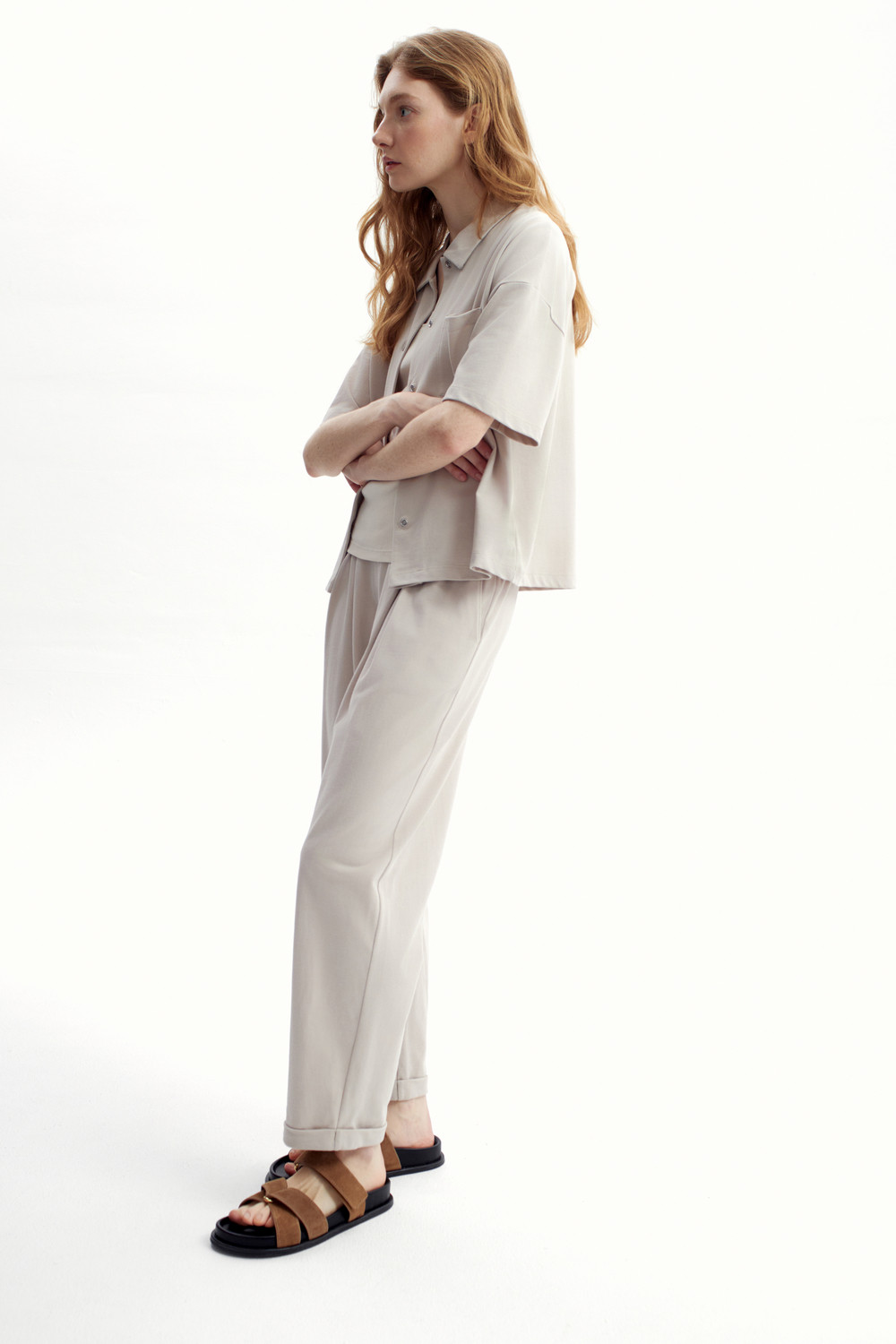 Брюки женские для мам, артикул: ЕВТ 4132, цвет: бежевый, фото 3