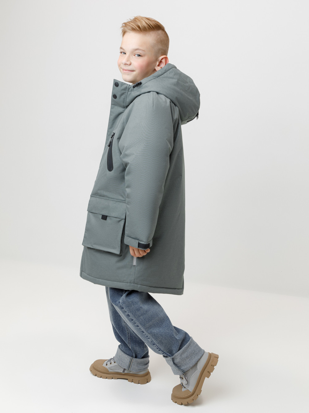 Пальто, плащи для мальчика, артикул: ВК 36112/2 ГР, цвет: зеленый, фото 3