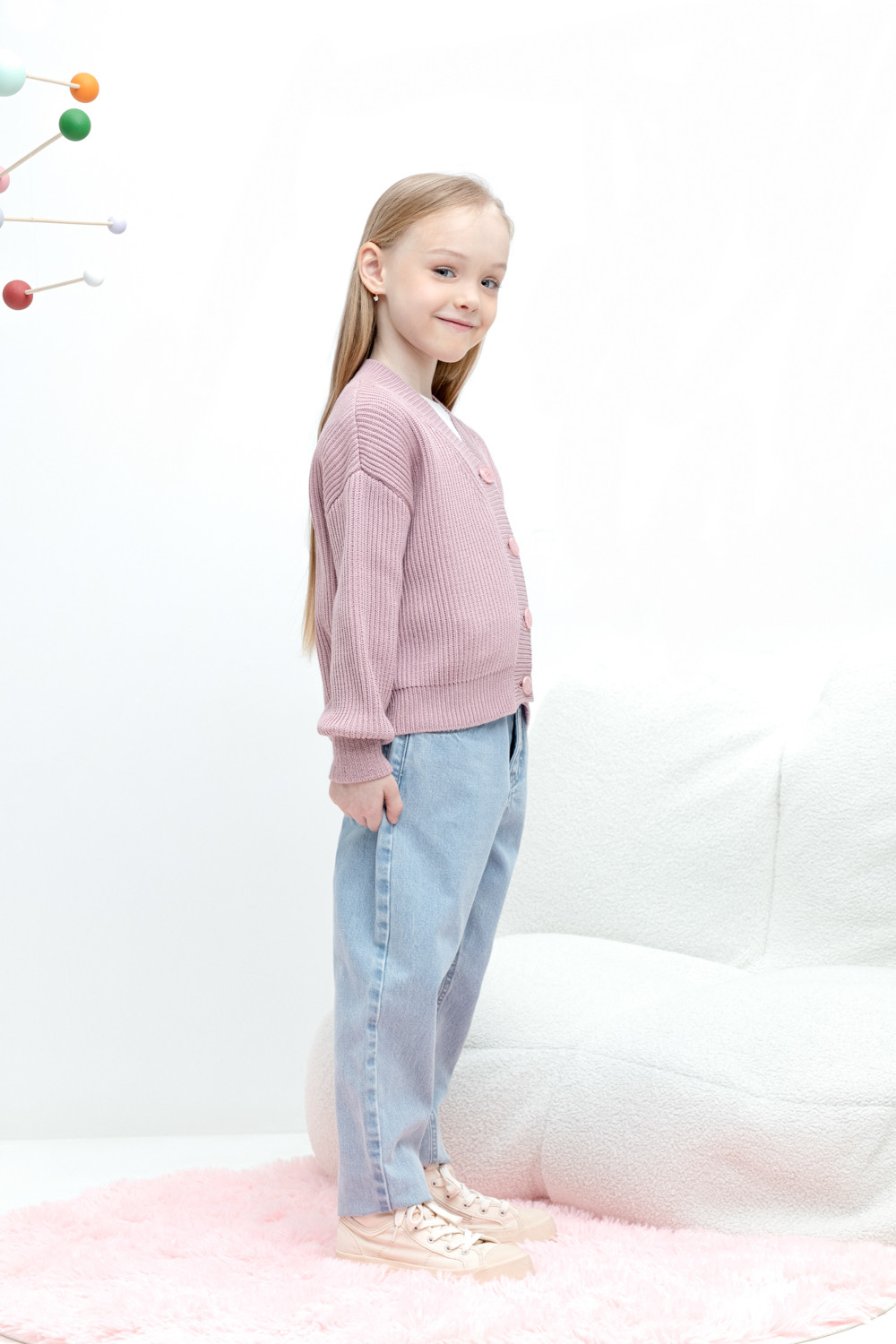 Брюки для девочки, артикул: ТК 46137 ВСТ, цвет: голубой, фото 3