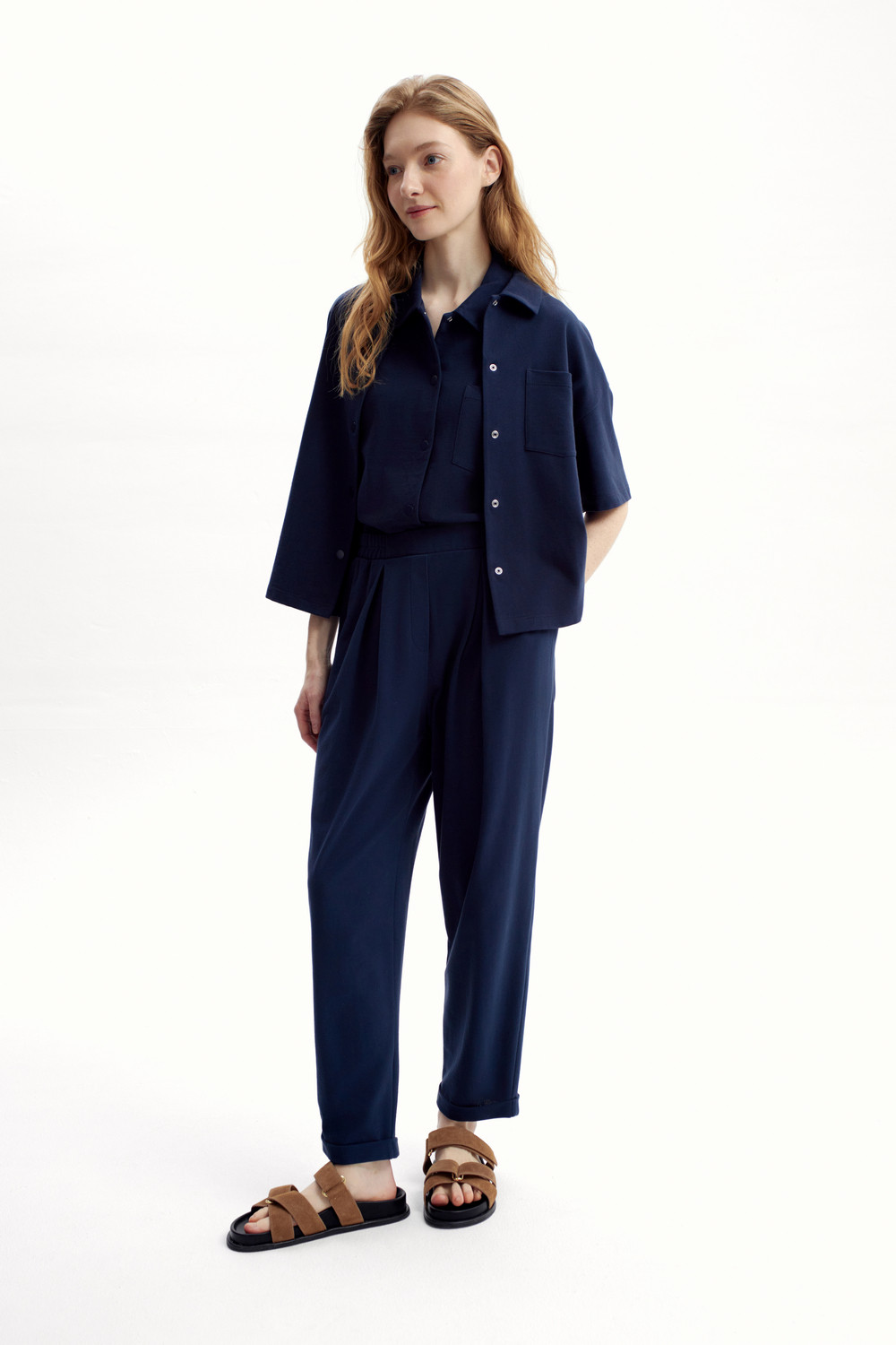 Блузы, рубашки женские для мам, артикул: ЕВТ 3280, цвет: синий, фото 3