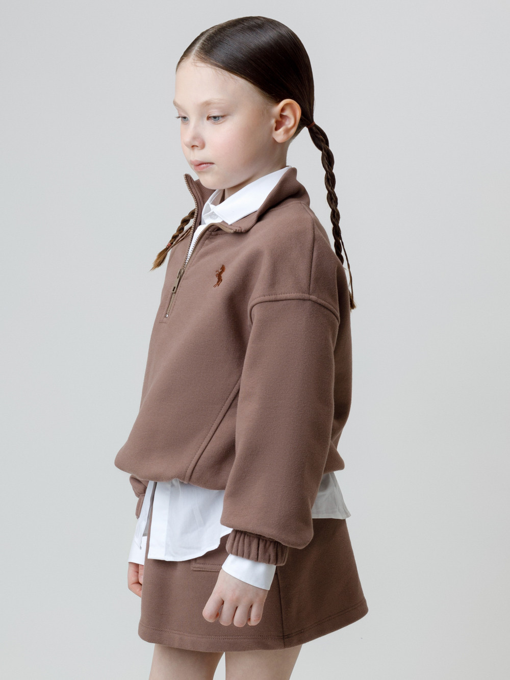 Свитшоты для девочки, артикул: КР 302821, цвет: кофейный, фото 3