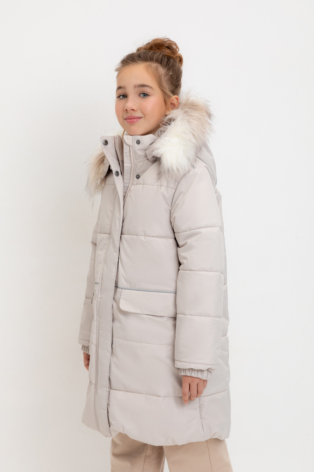 Пальто для девочки, артикул: ВК 38094/4 УЗГ, цвет: серый, фото 3
