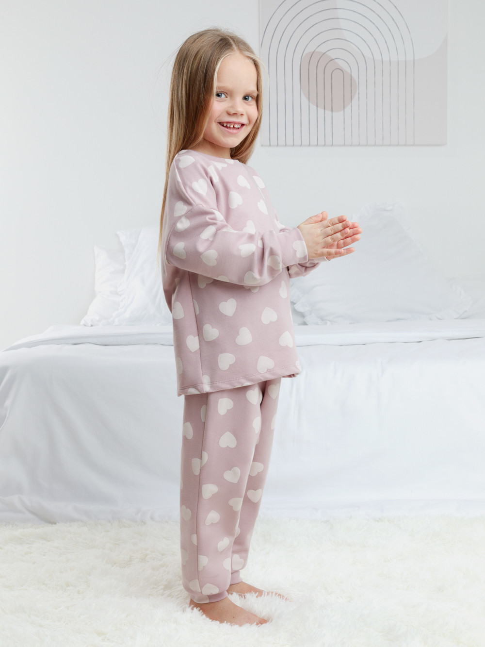 Пижама для девочки, артикул: К 1587, цвет: розовый, фото 3