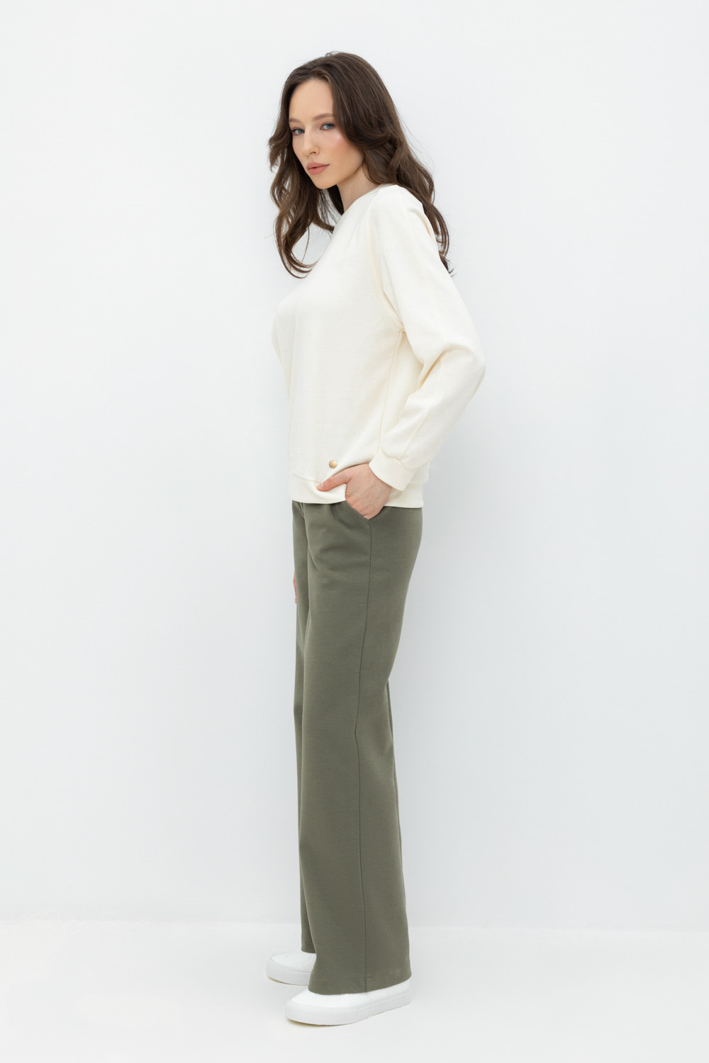 Брюки женские для мам, артикул: ЕВТ 4113, цвет: зеленый, фото 3