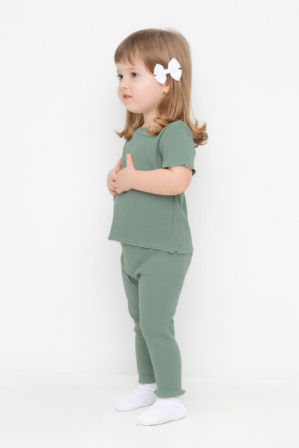 Лосины для девочки, артикул: КР 400769, цвет: зеленый, фото 3