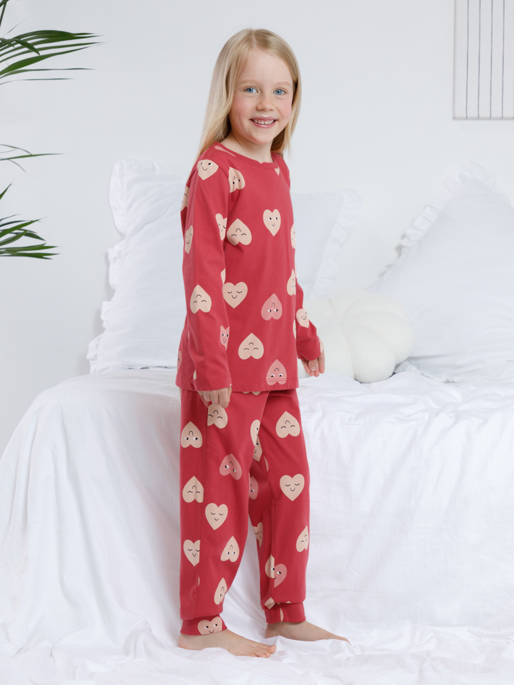Пижама для девочки, артикул: К 1561, цвет: бордовый, фото 3
