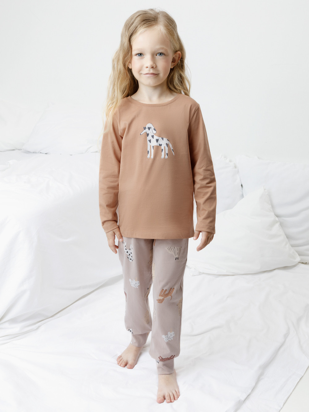 Пижама для девочки, артикул: К 1606, цвет: коричневый, фото 3