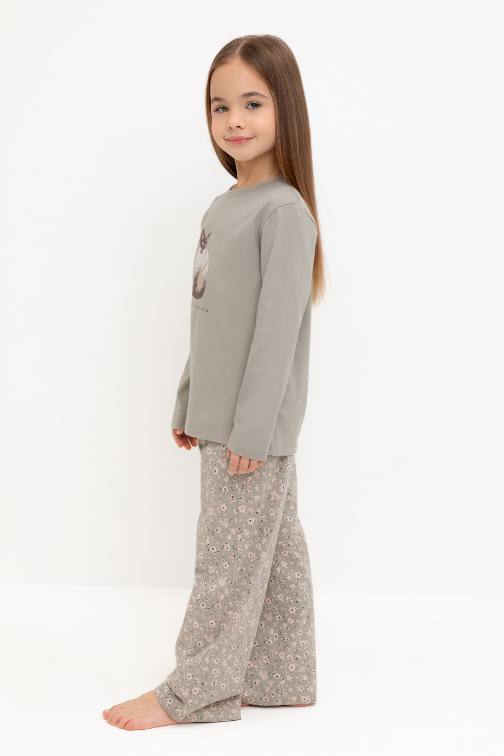 Пижама для девочки, артикул: К 1623, цвет: хаки, фото 3
