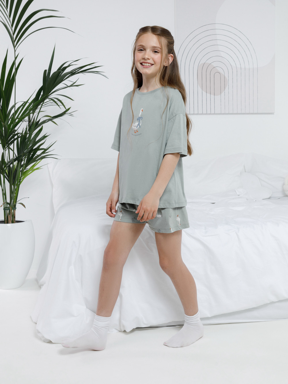 Пижама для девочки, артикул: МП 1658-1, цвет: зеленый, фото 3