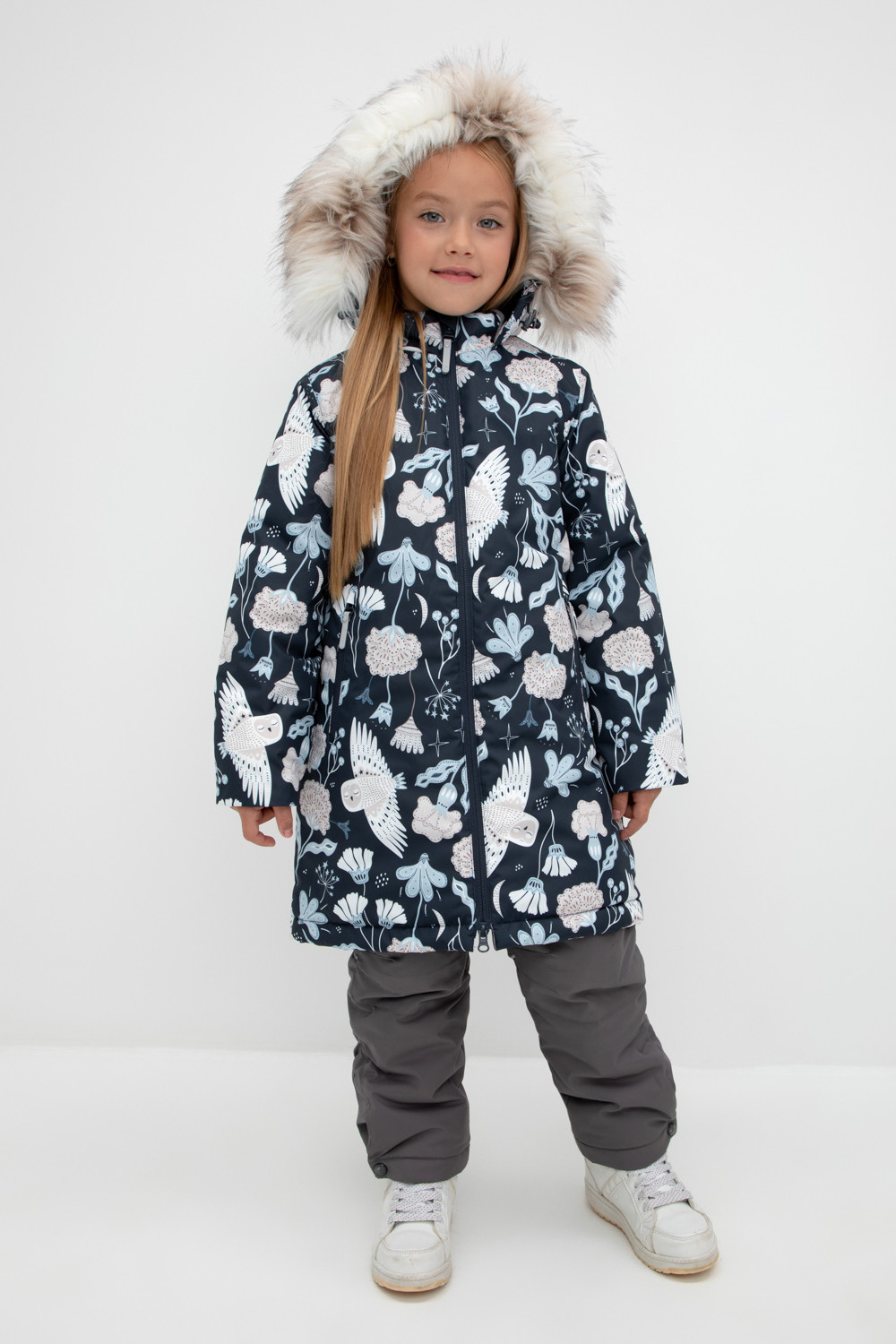 Пальто для девочки, артикул: ВК 38087/н/3 УЗГ, цвет: темно-синий, фото 3