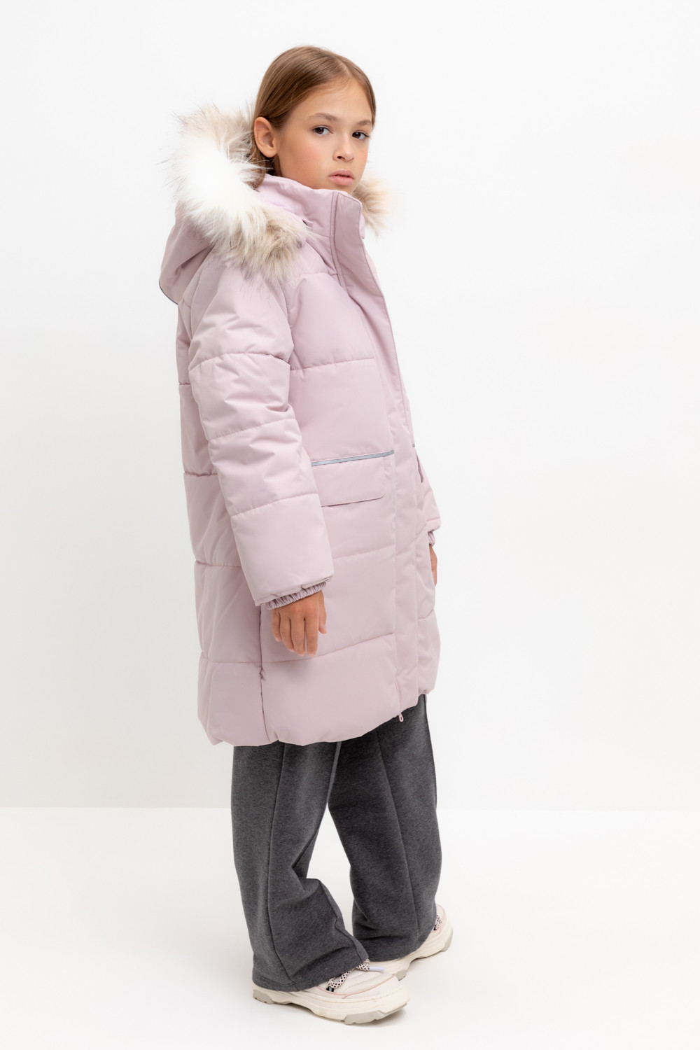 Пальто для девочки, артикул: ВК 38094/6 УЗГ, цвет: розовый, фото 3