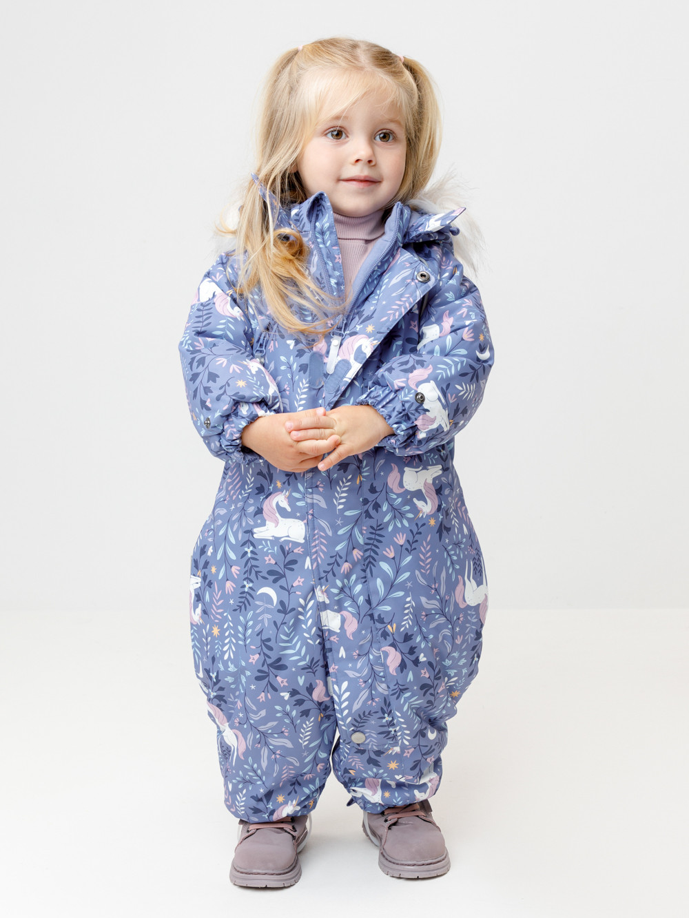 Комбинезоны утепленные для девочки, артикул: ВК 60105/н/11 ГР, цвет: фиолетовый, фото 2