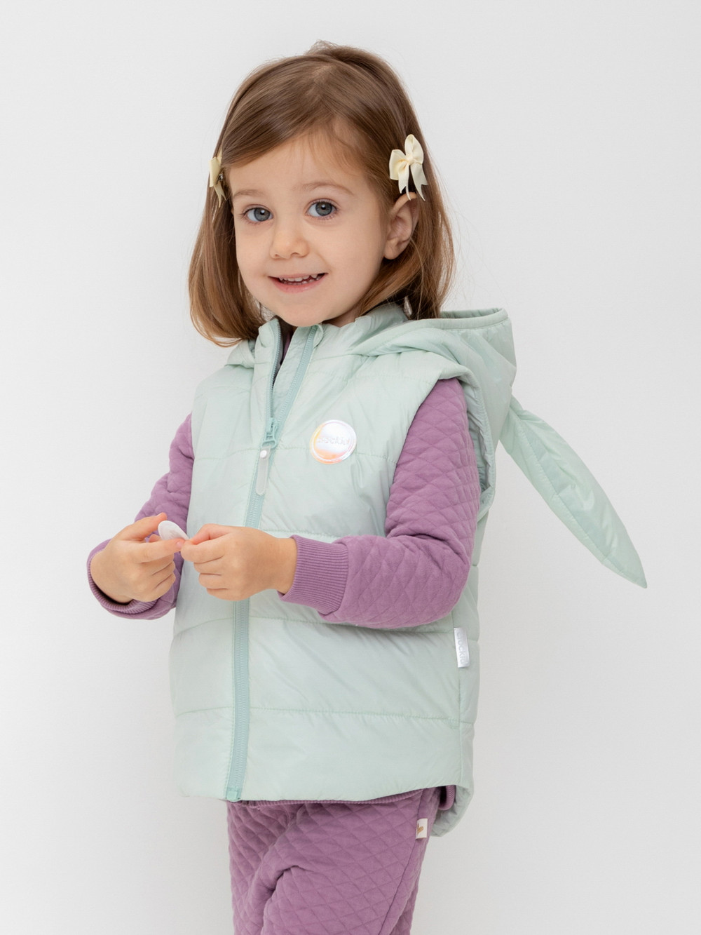 Жилет для девочки, артикул: ВК 35010/6 ГР, цвет: голубой, фото 3