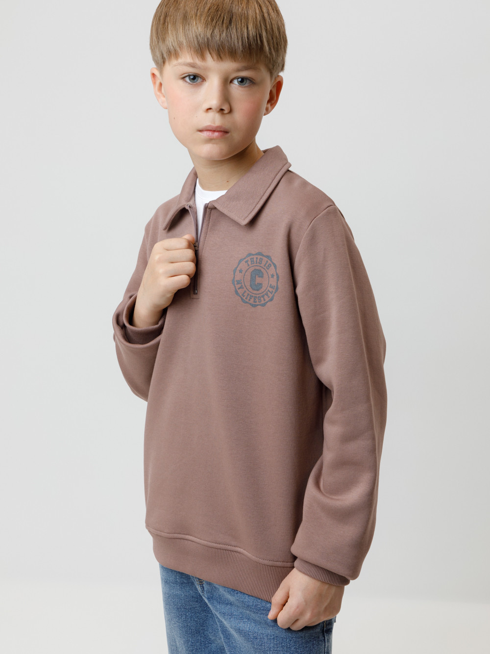 Свитшоты для мальчика, артикул: КР 302798, цвет: коричневый, фото 3