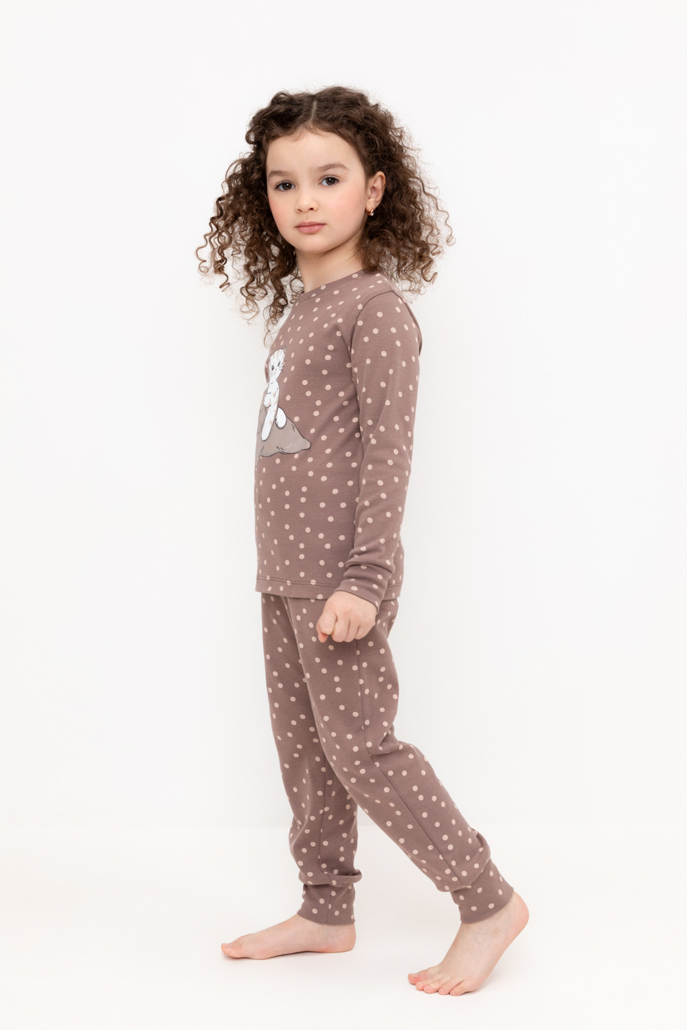 Пижама для девочки, артикул: К 1621, цвет: коричневый, фото 3