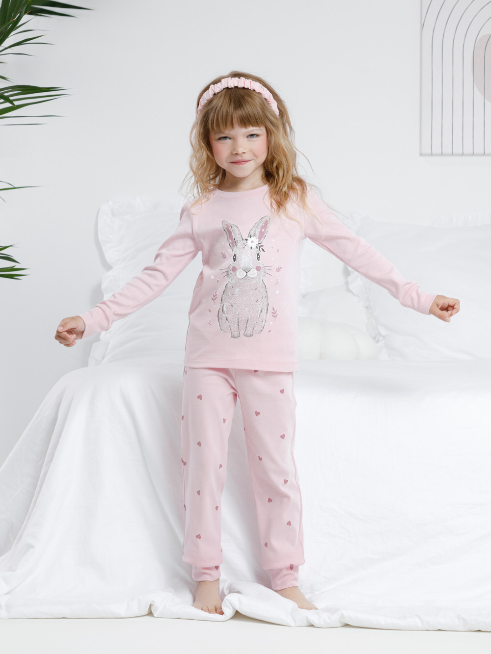 Пижама для девочки, артикул: К 1541, цвет: розовый, фото 2