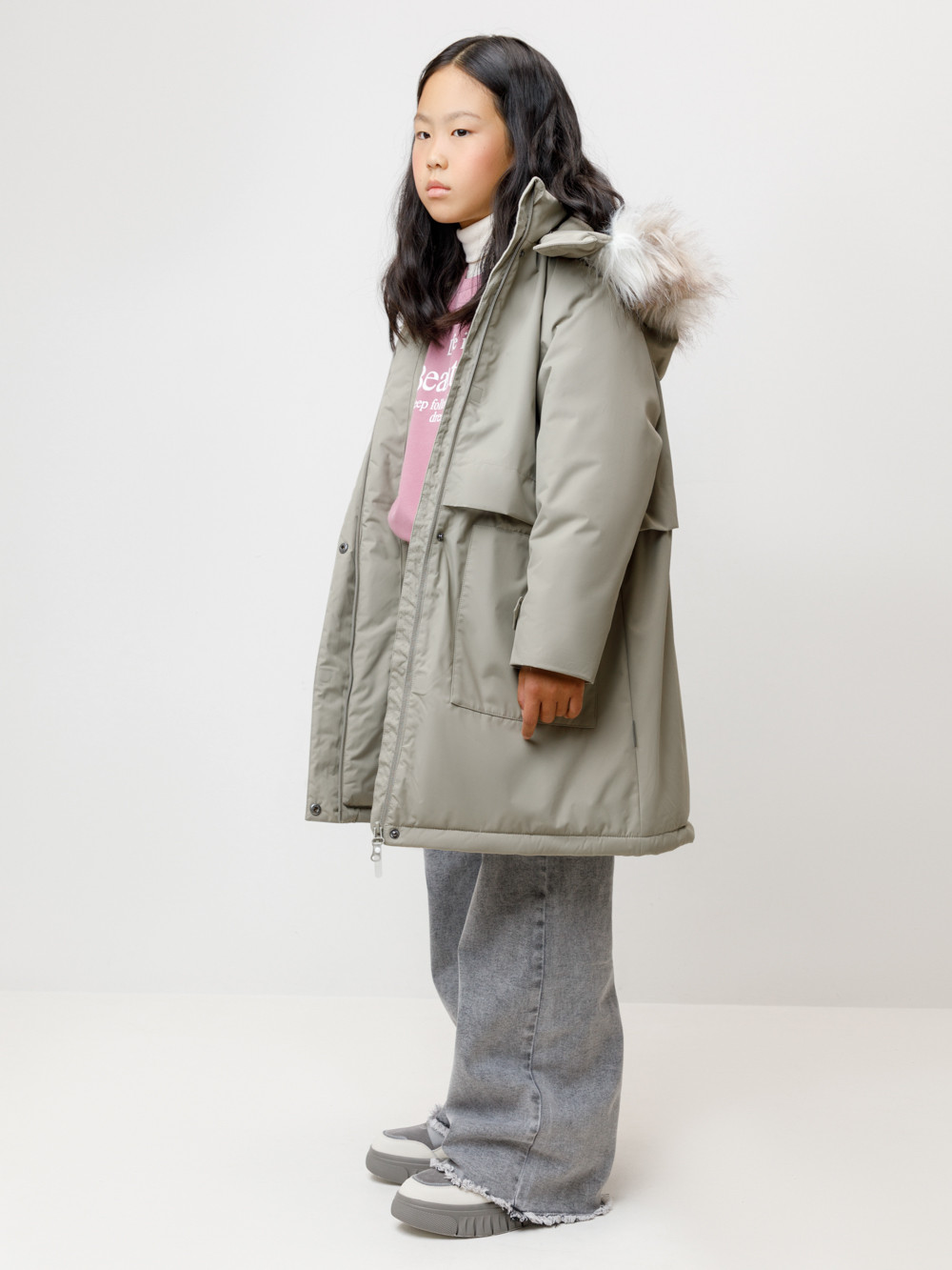 Куртка для девочки, артикул: ВК 38116/1 ГР, цвет: хаки, фото 2