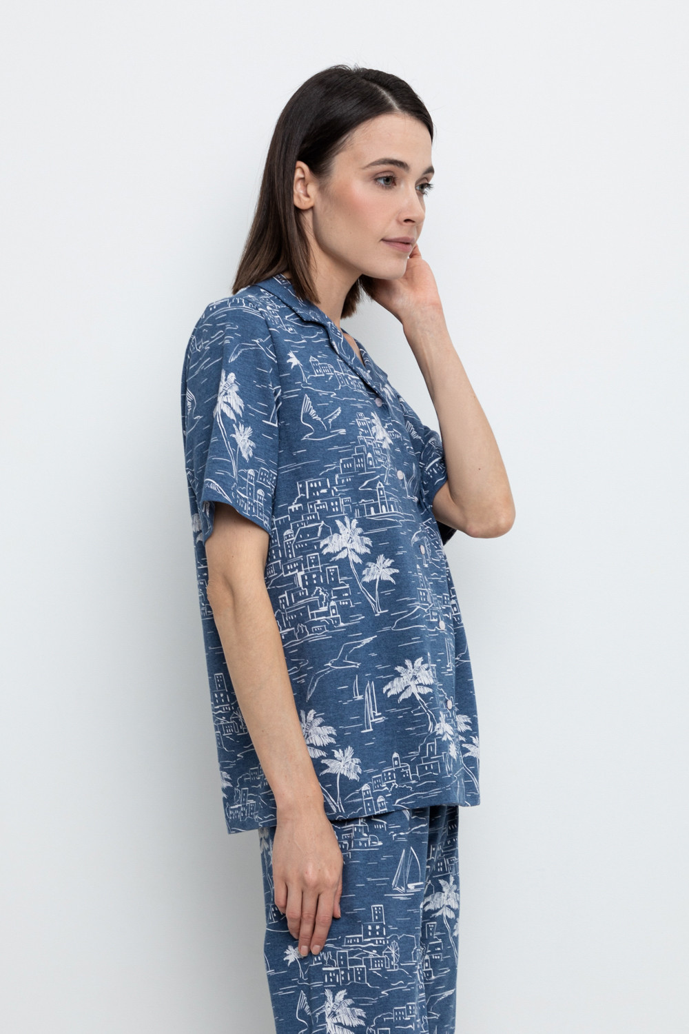 Футболки для дома для мам, артикул: Е 30083, цвет: синий, фото 3