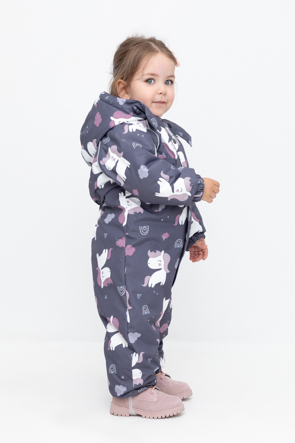 Комбинезоны утепленные для девочки, артикул: ВК 60113/н/4 УЗГ, цвет: темно-серый, фото 3