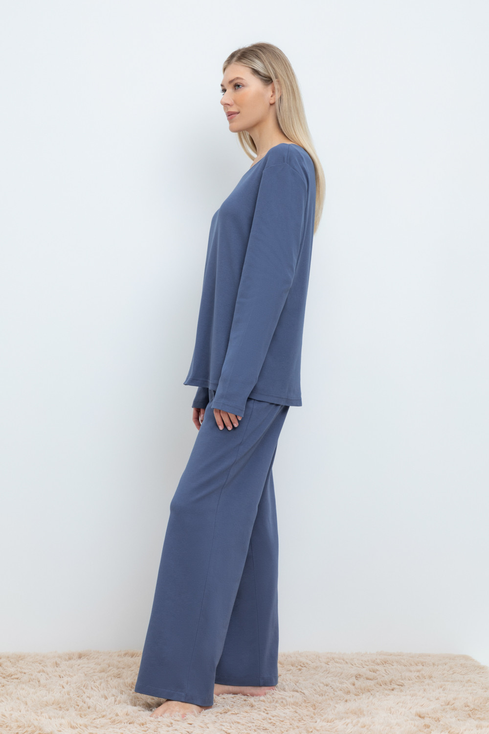 Брюки для дома для мам, артикул: Е 40054, цвет: синий, фото 3