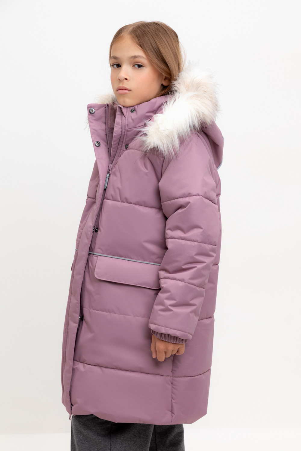Пальто для девочки, артикул: ВК 38094/7 УЗГ, цвет: фиолетовый, фото 3