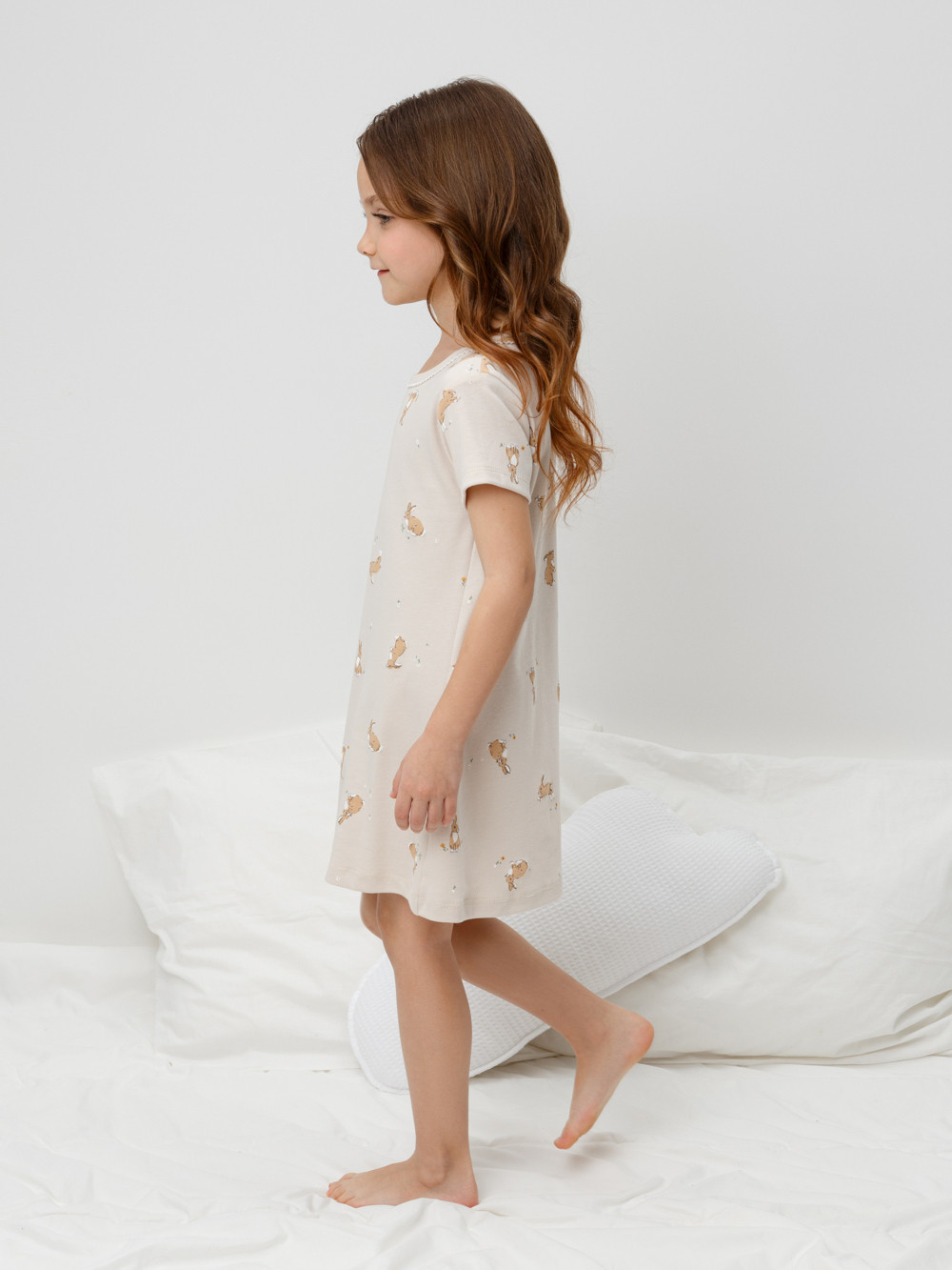 Ночная сорочка для девочки, артикул: К 1156, цвет: бежевый, фото 3