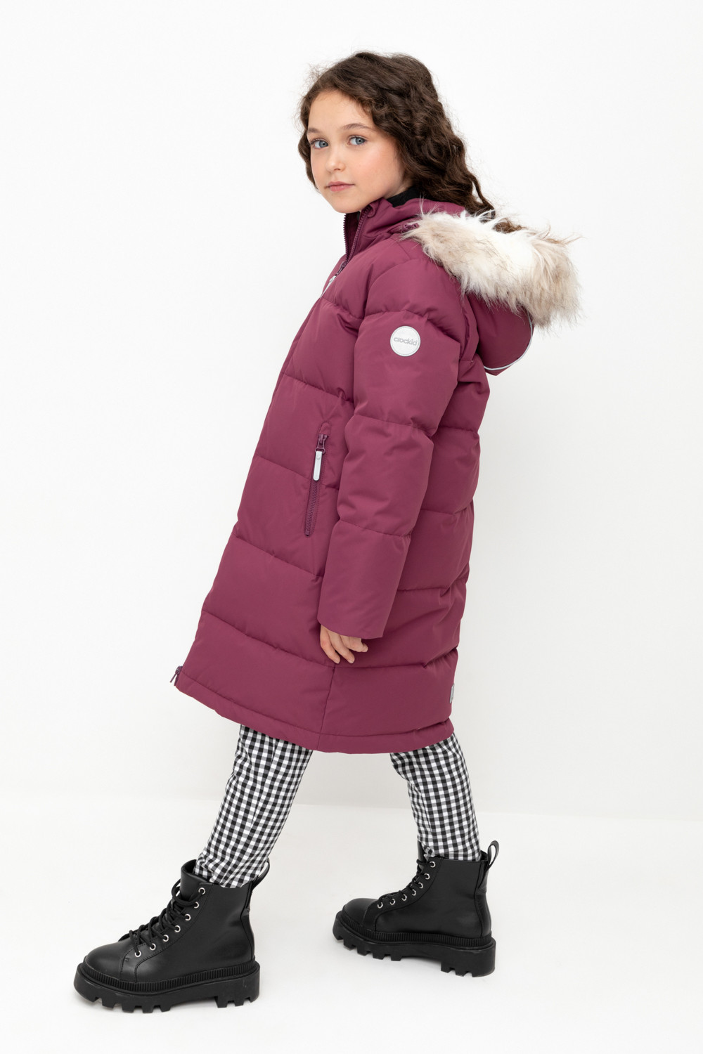 Пальто для девочки, артикул: ВК 34069/2 УЗГ, цвет: фиолетовый, фото 3