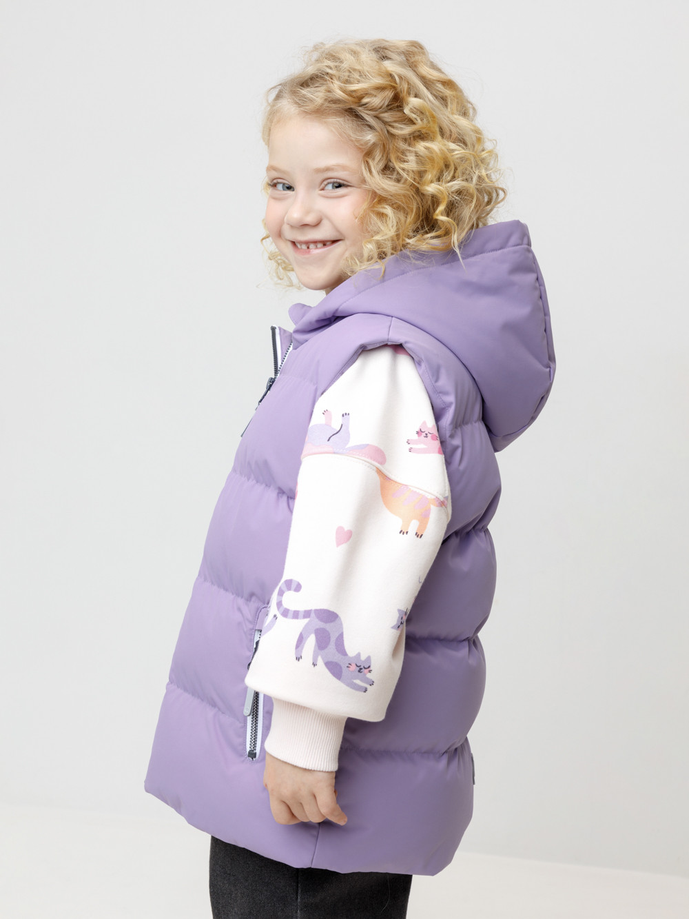 Жилет для девочки, артикул: ВК 35022/1 ГР (98-128), цвет: фиолетовый, фото 3