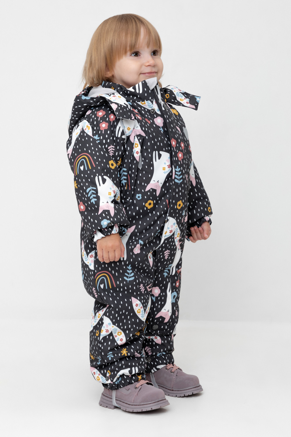 Комбинезоны утепленные для девочки, артикул: ВК 60032/н/29 Ал, цвет: темно-серый, фото 3