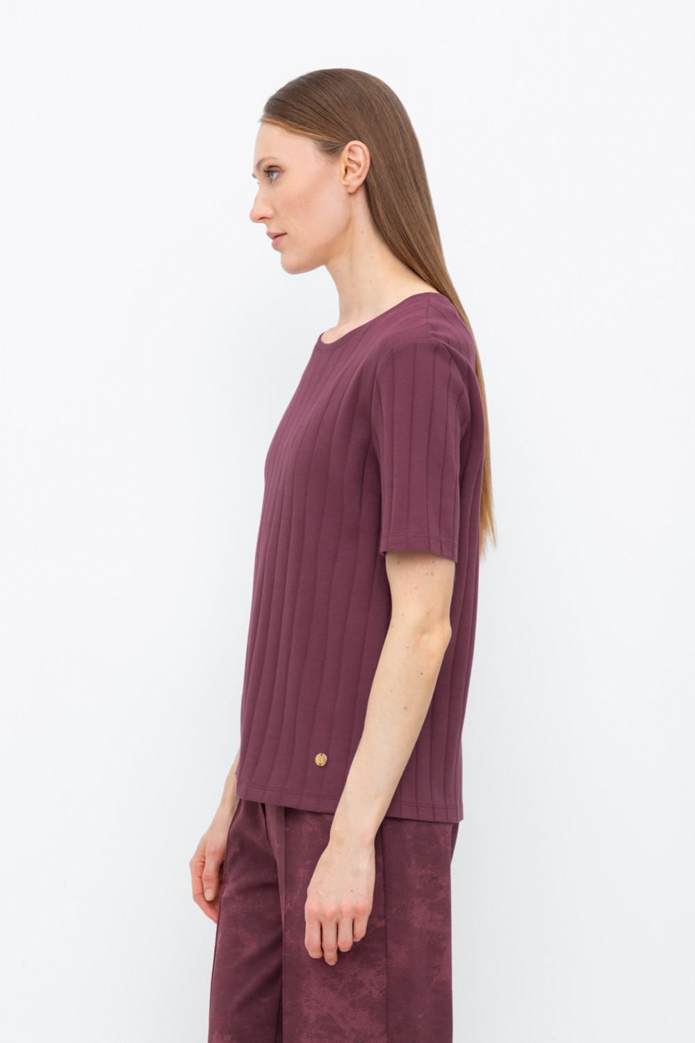 Футболки женские для мам, артикул: ЕВТ 3217, цвет: бордовый, фото 3