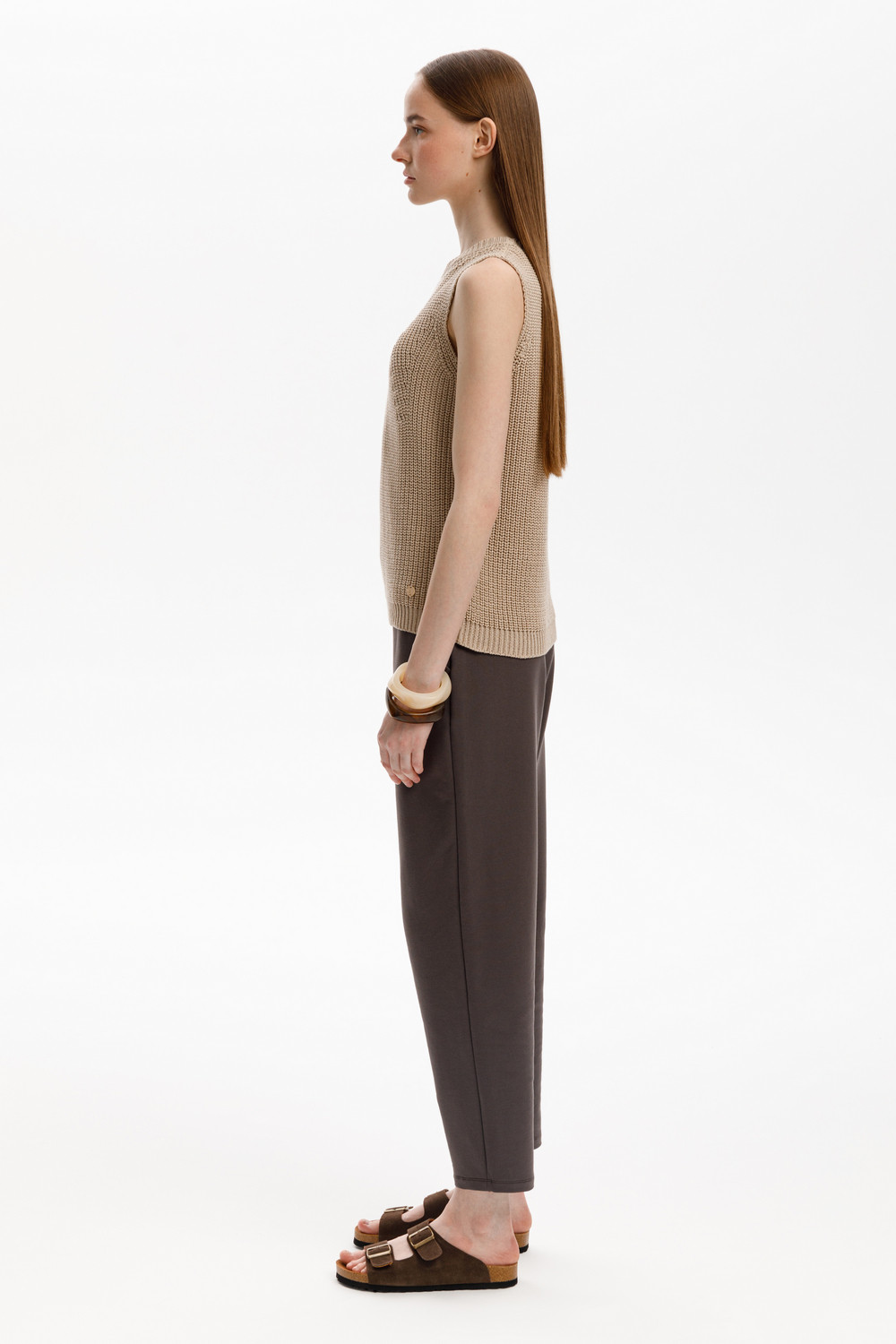 Брюки женские для мам, артикул: ЕВТ 4143, цвет: коричневый, фото 3