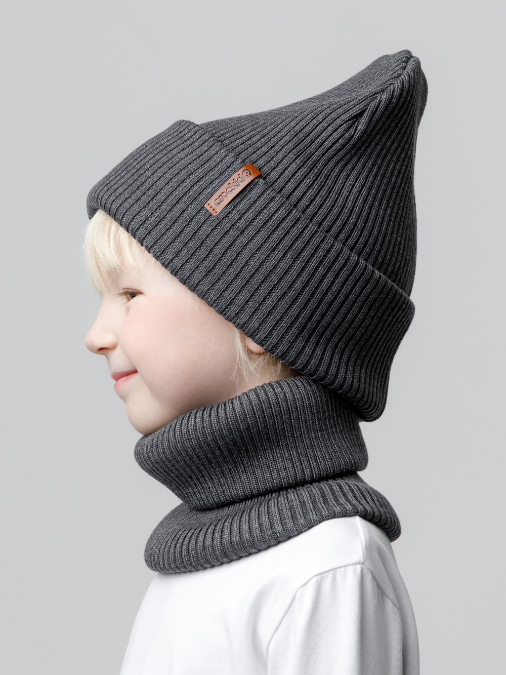 Комплект вязаный для мальчика, артикул: КВ 22019, цвет: темно-серый, фото 3