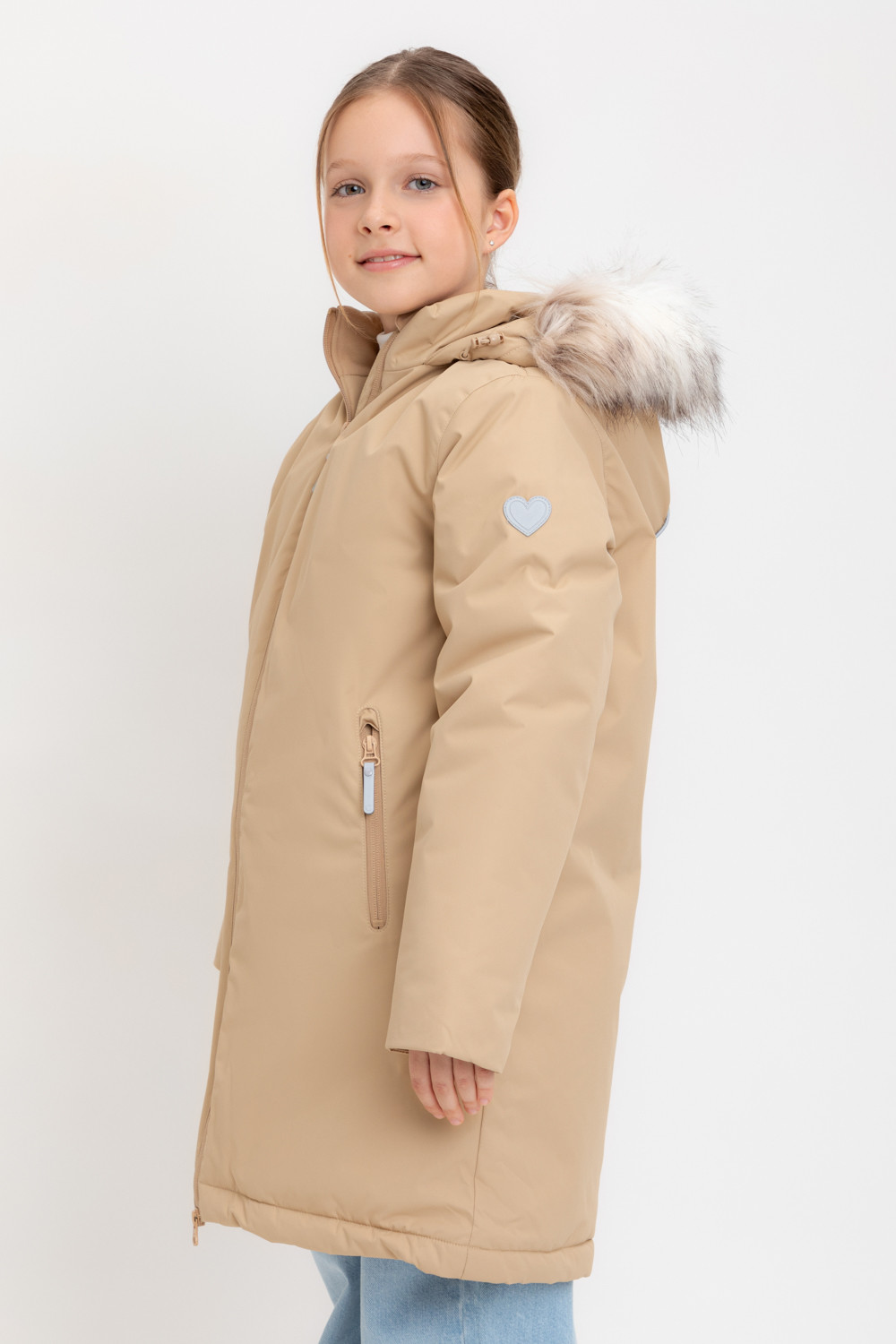 Пальто для девочки, артикул: ВК 38104/2 УЗГ, цвет: бежевый, фото 3