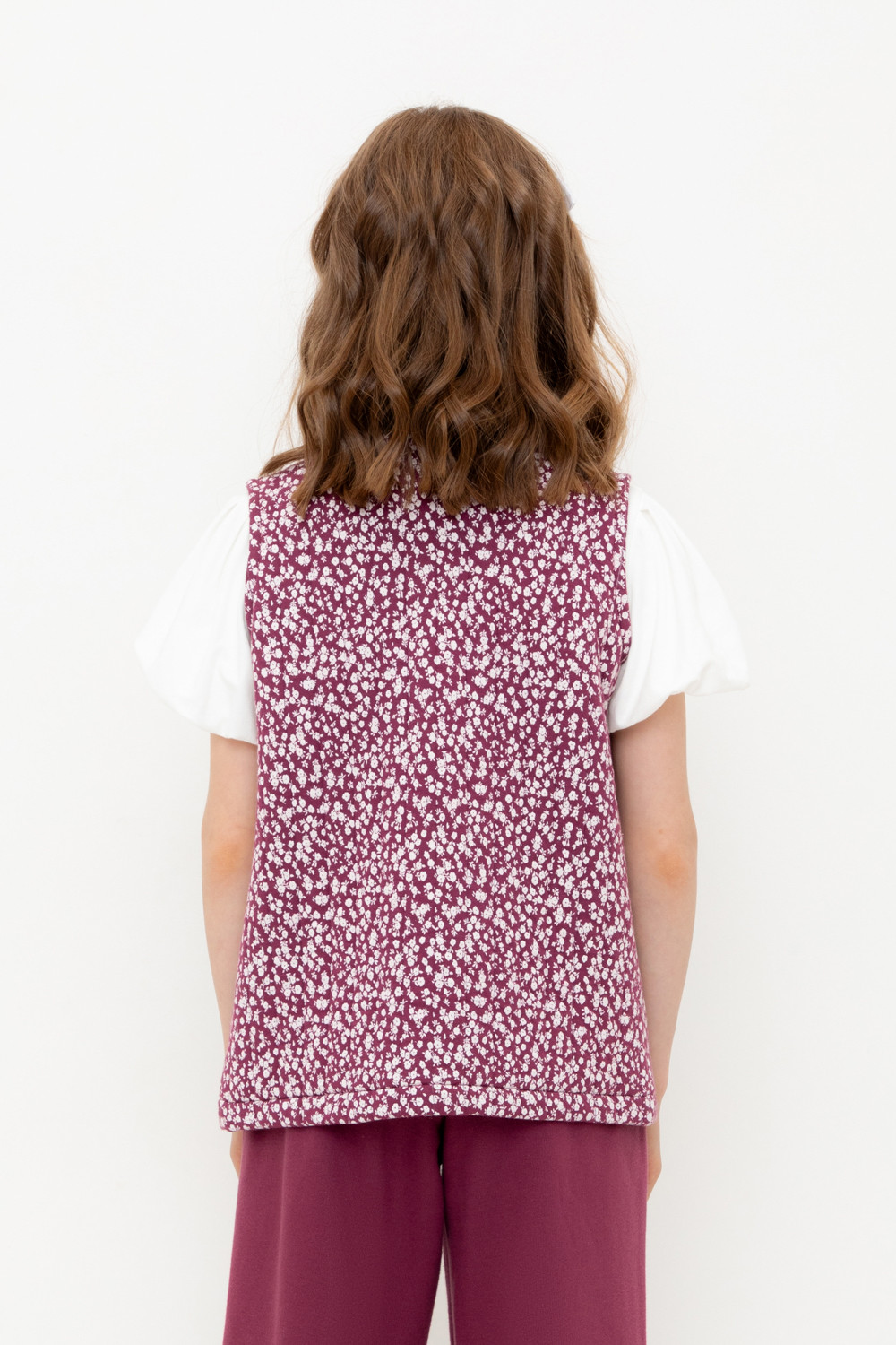 Жилеты для девочки, артикул: КР 302575, цвет: бордовый, фото 4