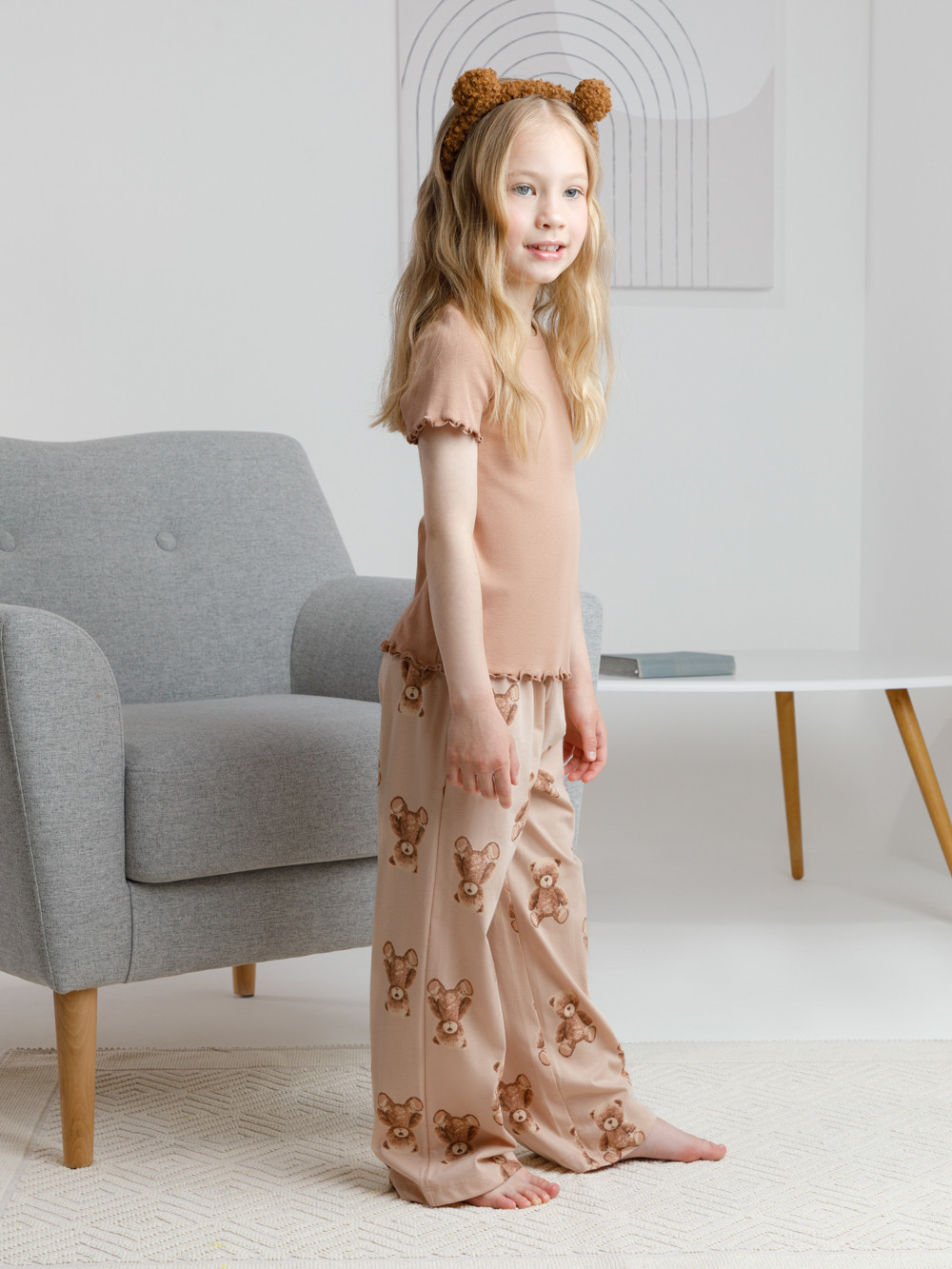 Пижама для девочки, артикул: К 1636, цвет: коричневый, фото 4