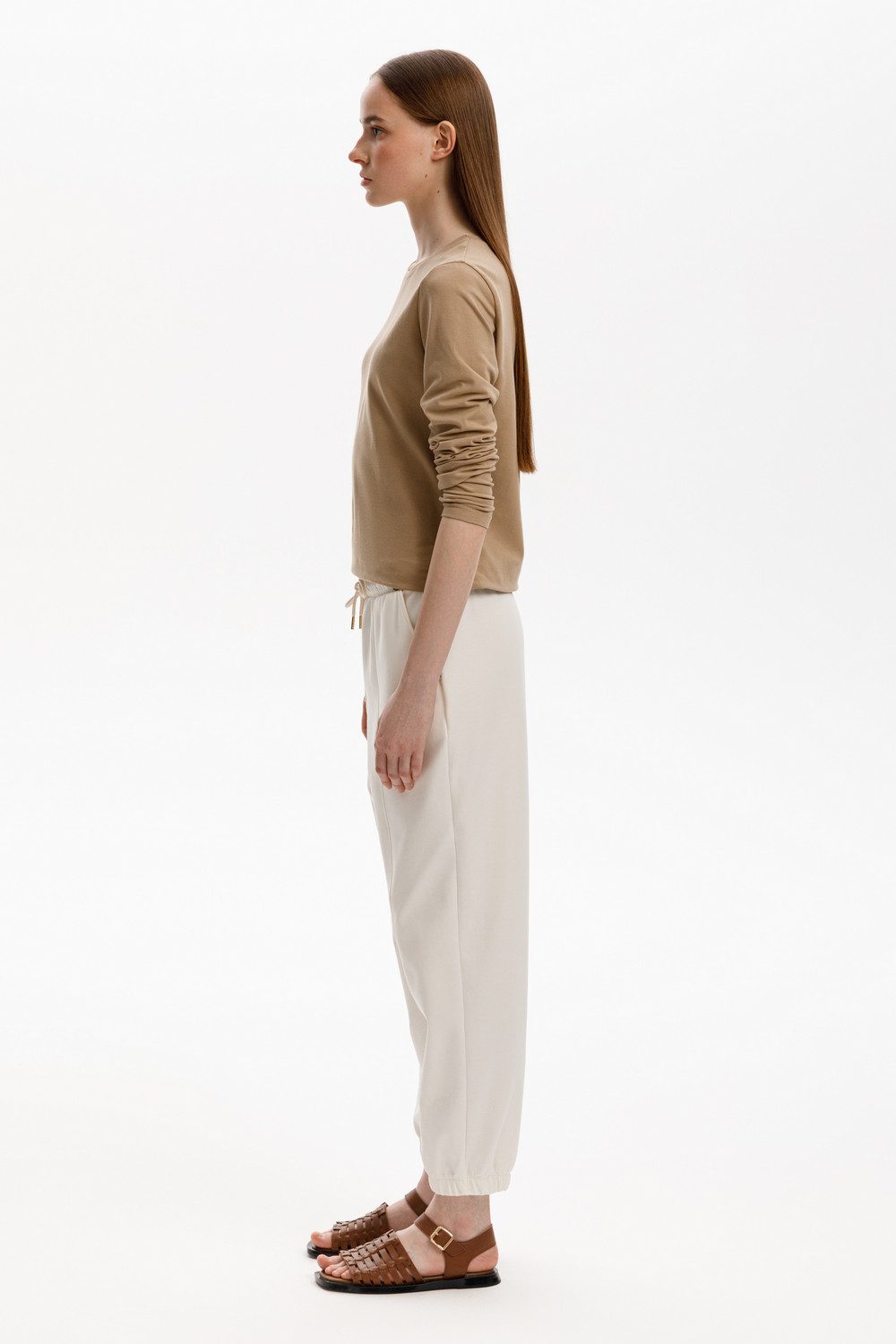 Брюки женские для мам, артикул: ЕВТ 4145, цвет: бежевый, фото 4