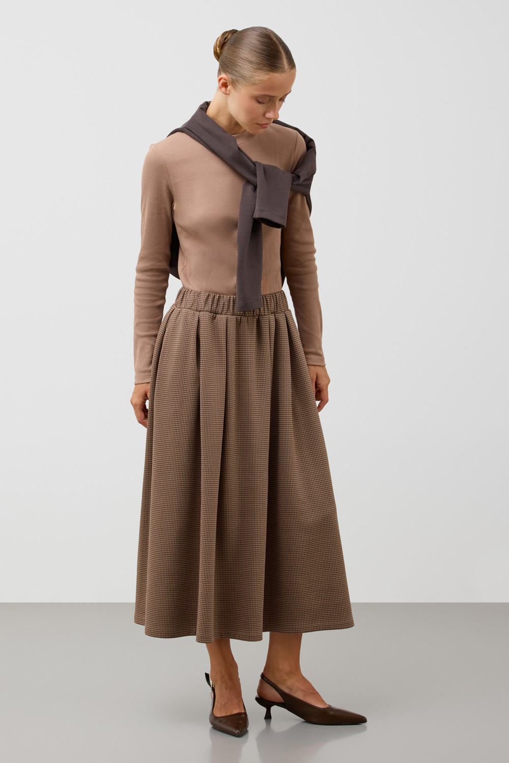 Юбки женские для мам, артикул: ЕВТ 7034, цвет: коричневый, фото 4