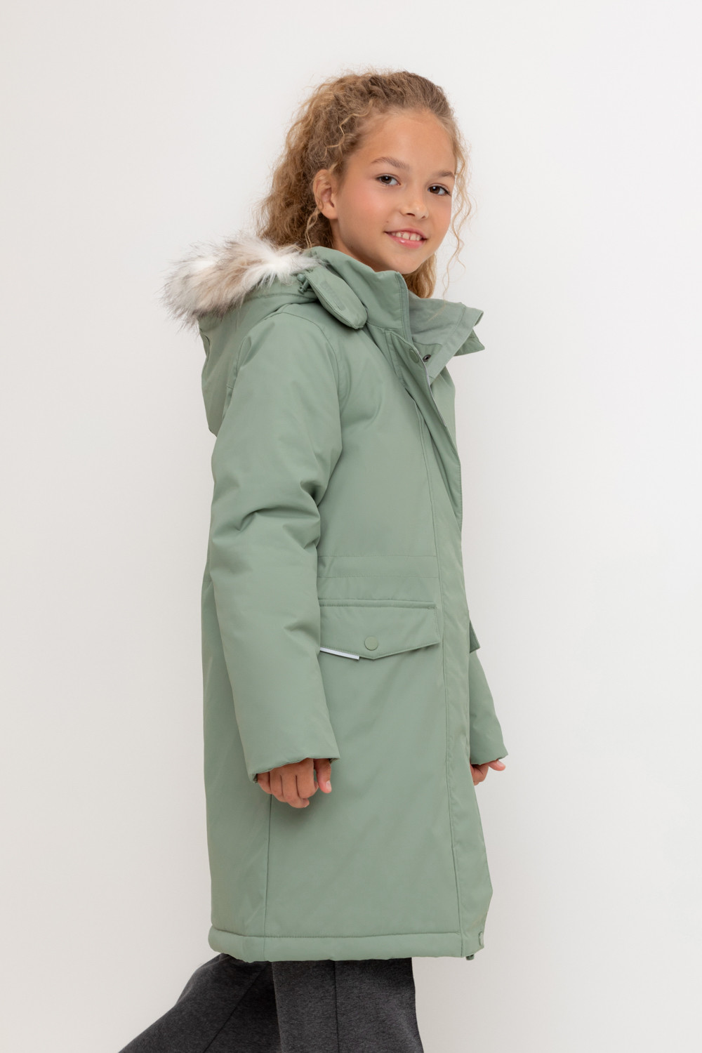 Пальто для девочки, артикул: ВК 38107/7 ГР, цвет: зеленый, фото 4