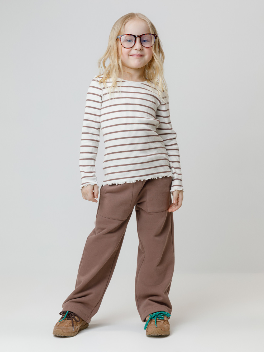 Брюки для девочки, артикул: КР 400847, цвет: кофейный, фото 4