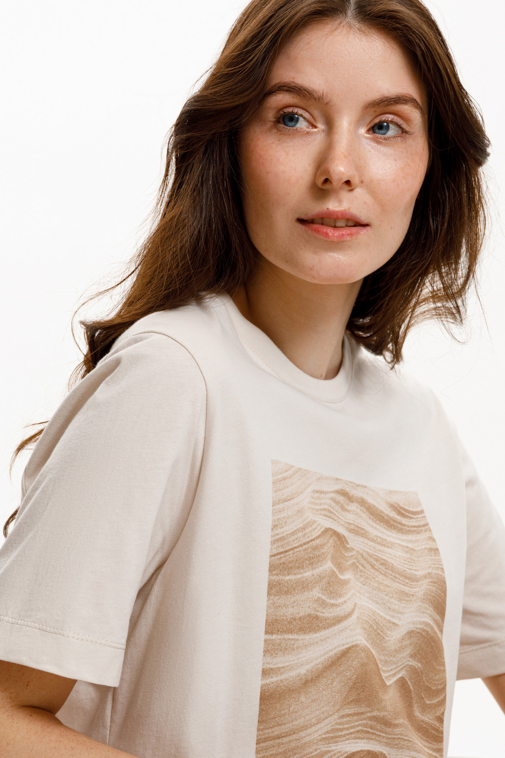 Футболки женские для мам, артикул: ЕВТ 3309, цвет: светло-бежевый, фото 4