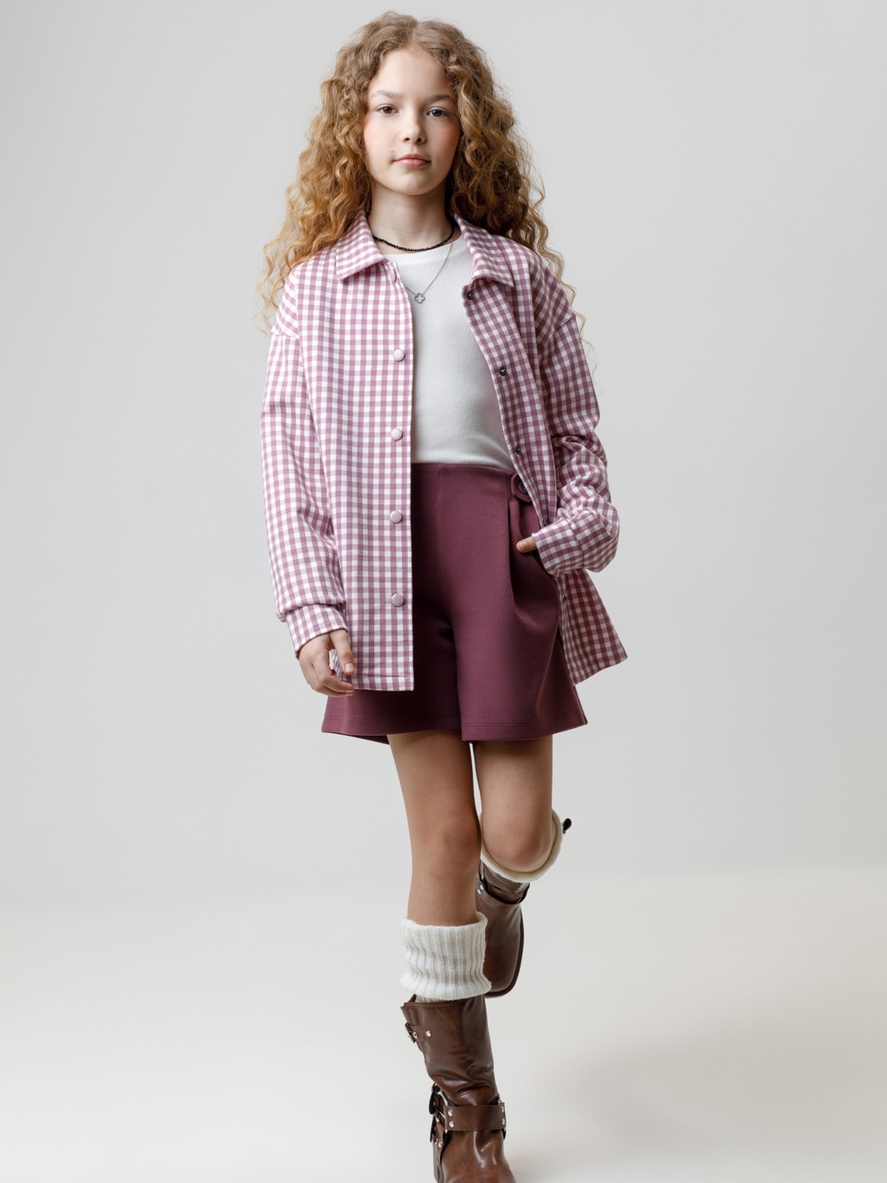 Рубашка для девочки, артикул: КР 302567, цвет: бордовый, фото 4