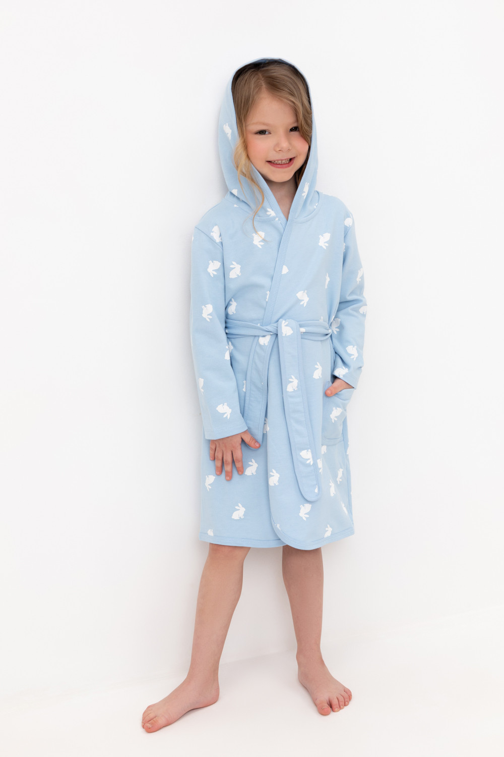 Халат для девочки, артикул: К 5763-1, цвет: светло-голубой, фото 4